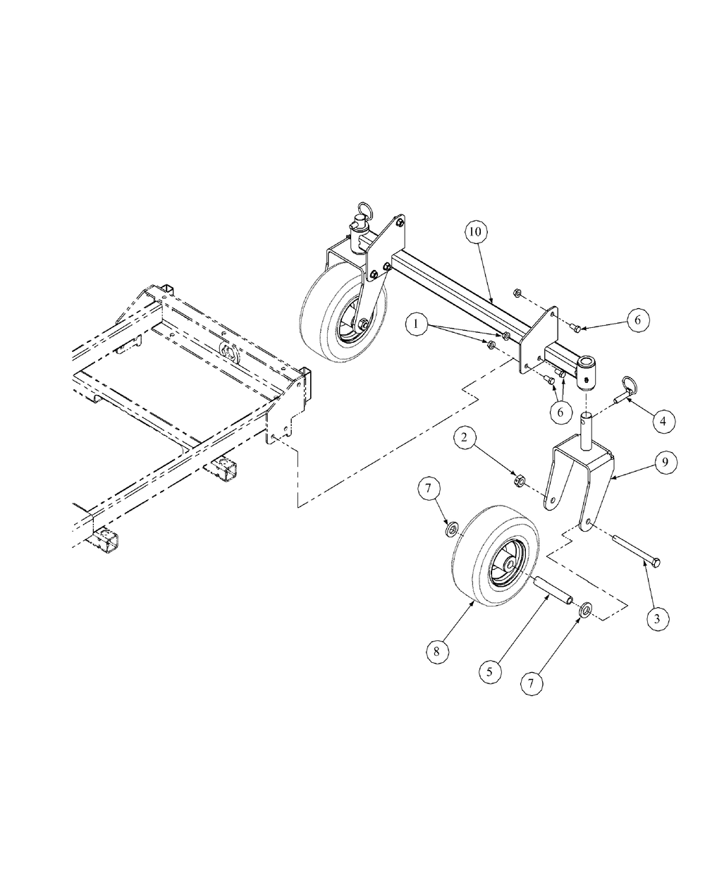 Front Axle Assembly Diagram and Parts List for HFF1748 55AG5D4V750-WAM Cub Cadet Lawn Mower